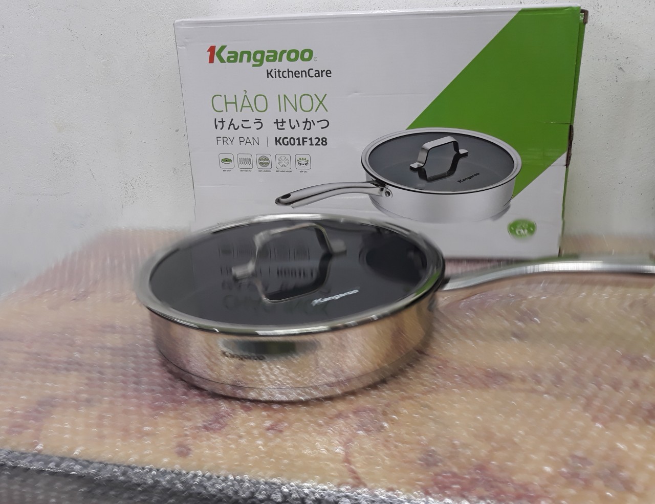 Chảo inox chống dính size 28cm KG01F128 hàng chính hãng