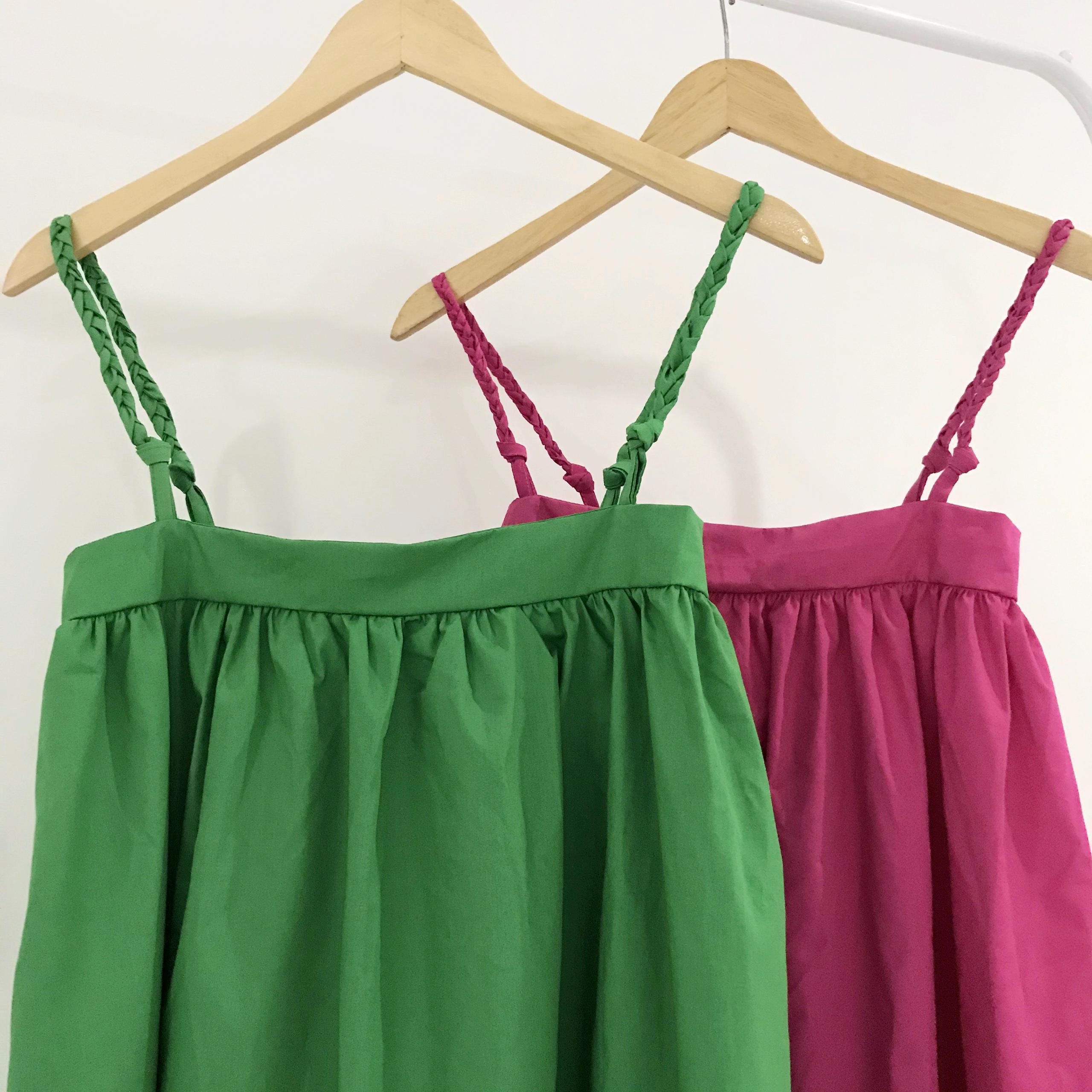 Đầm babydoll 2 dây tết maxi xòe đi biển mùa hè xinh xắn chất vải thô rộng phong cách hàn quốc