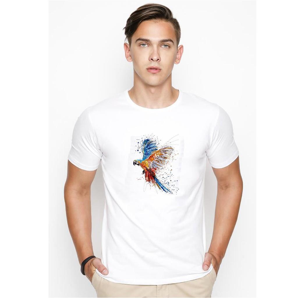 Áo thun nam in hình chim bay đa sắc vải dày mịn TEE19S12