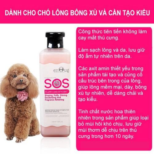 Sữa tắm chó mèo SOS 530ml - sữa tắm cho chó mèo khử mùi hôi dưỡng lông mượt tránh rụng lông trị viêm da vệ sinh cho mèo