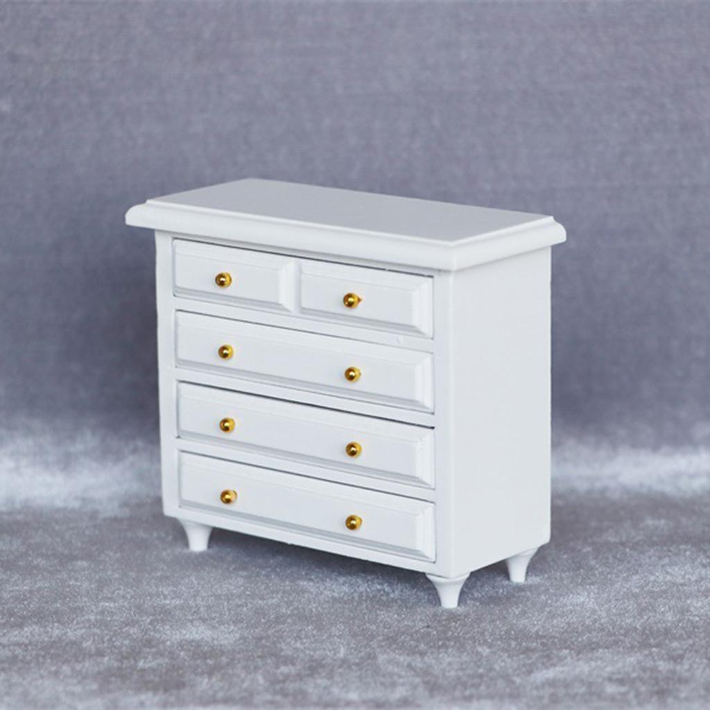 1:12 Miniature Doll Furniture Wooden Bedroom Dollhouse Bedside Cabinet