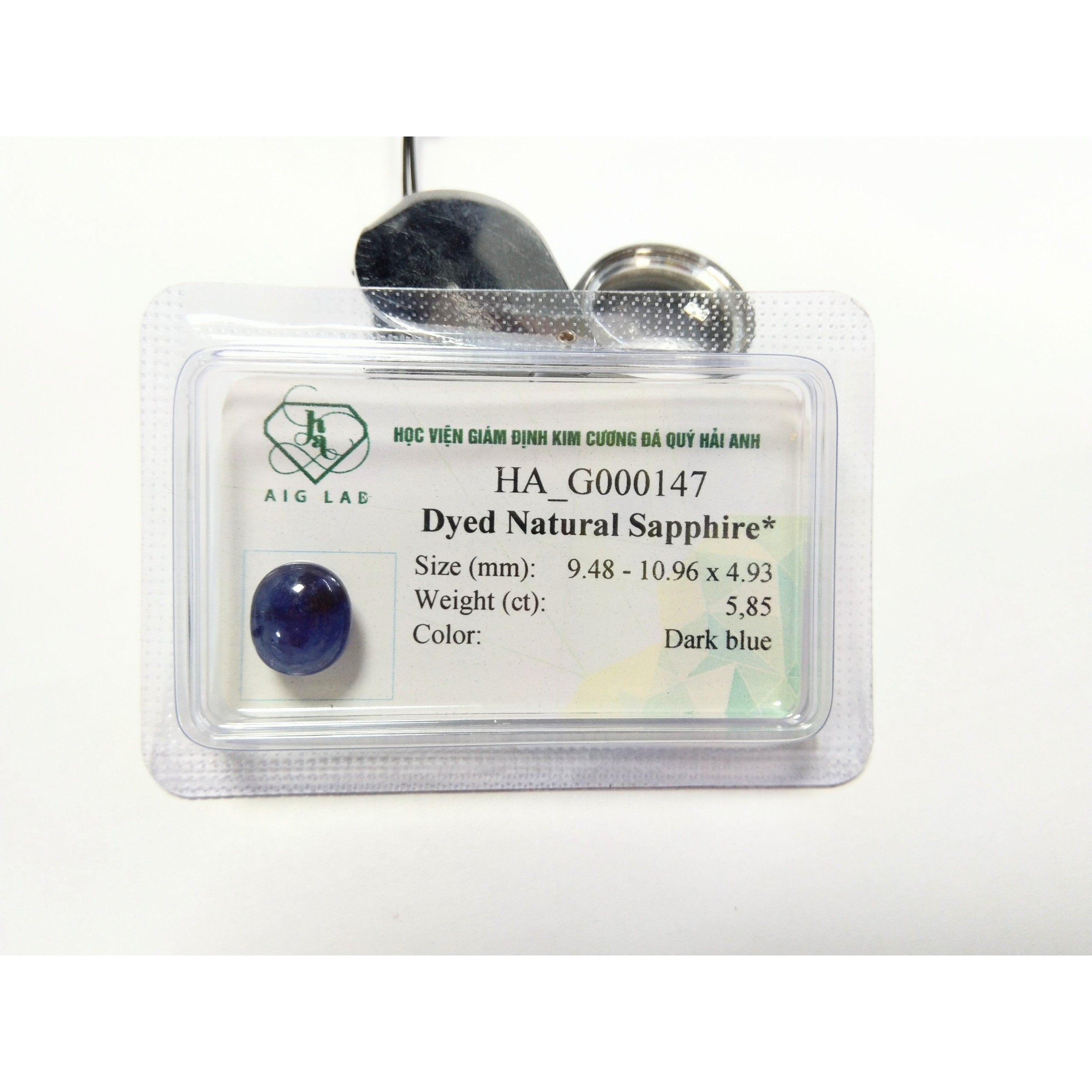 Viên đá Sapphire cabochon thiên nhiên kiểm định HA_G000147
