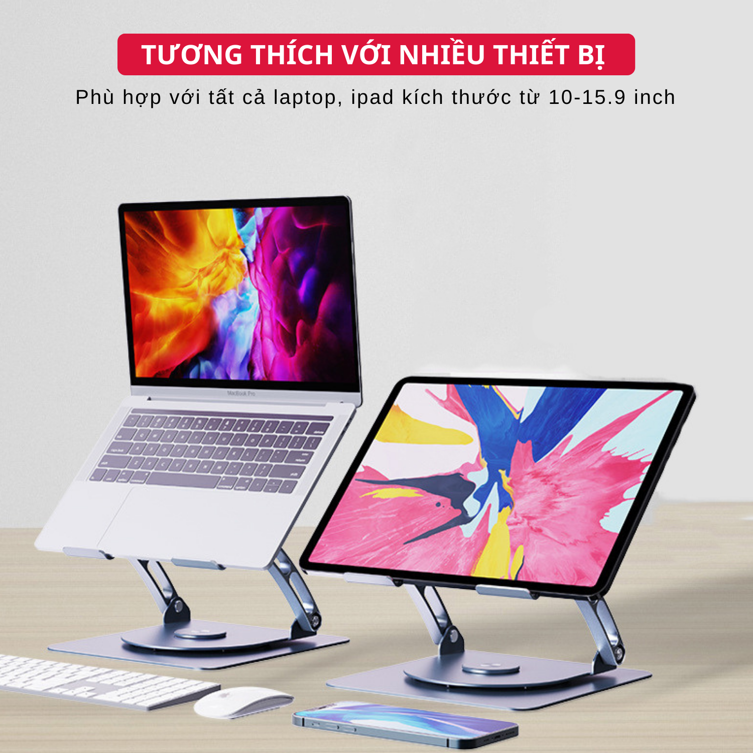 Giá Đỡ Máy Tính, Laptop Chất Liệu Hợp Kim Nhôm Cao Cấp Xoay 360 Độ. Hỗ Trợ Tản Nhiệt Chống Mỏi Cổ, Vai, Gáy Model FS088 V3.1. Hàng Chính Hãng Tamayoko