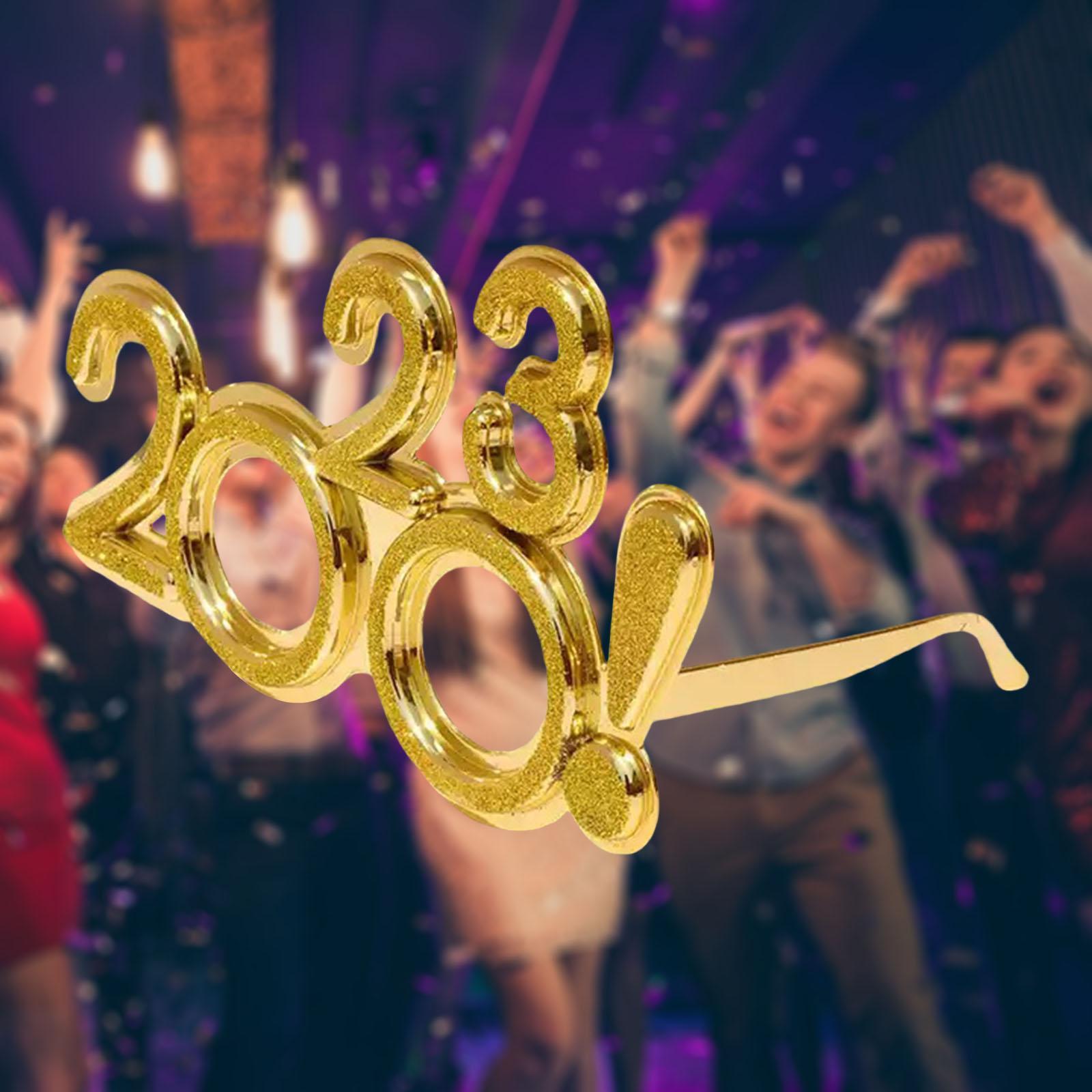 2Pcs 2023 Glitter Eyeglasses Photo Props Party Supplies