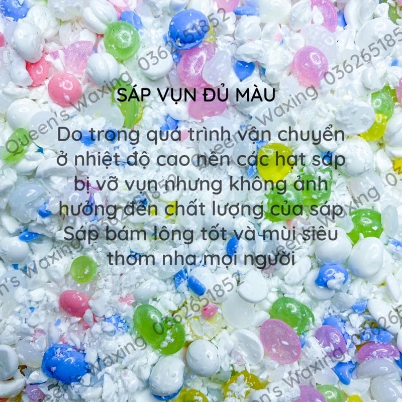 Sáp wax lông cao cấp nấu nhanh tan dạng vụn, nhuyễn siêu bám lông tặng que quết sáp