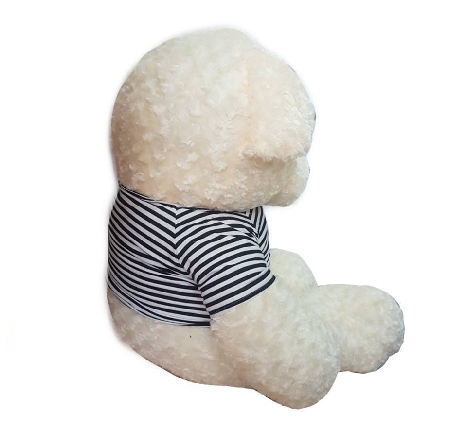 Gấu bông teddy trắng 1m2 áo kẻ lông xoáy 3 chiều cao cấp