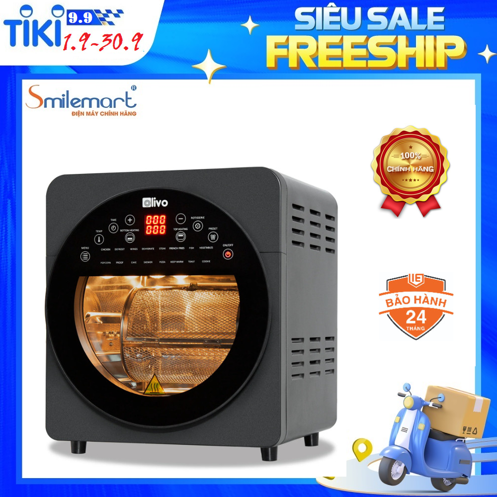 Nồi Chiên Không Dầu OLIVO AF15 - 16 Chức Năng - Dung Tích 15L - Công Suất 2000W - Thương Hiệu Mỹ - Hàng Chính Hãng - BH 24 Tháng