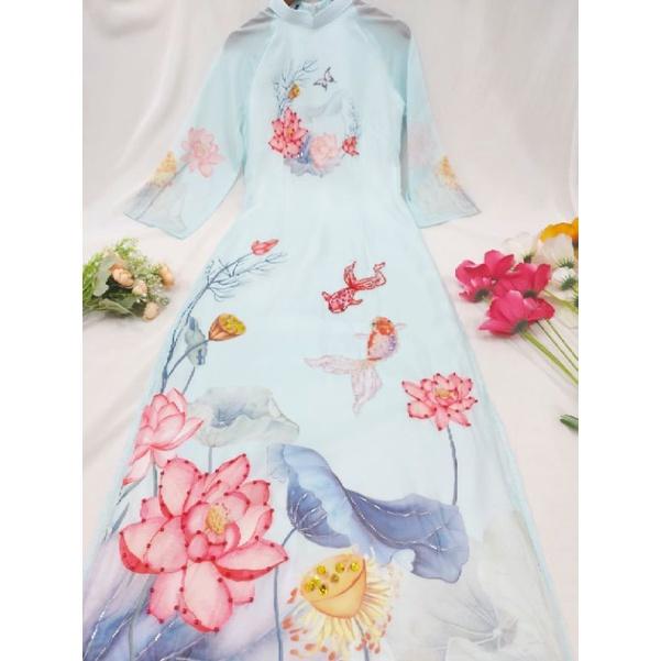 Siêu phẩm áo dài cách tân tơ kết nổi 4 tà đẹp sang xịn Áo dài đẹp hàng thiết kế cao cấp ảnh thật 100%