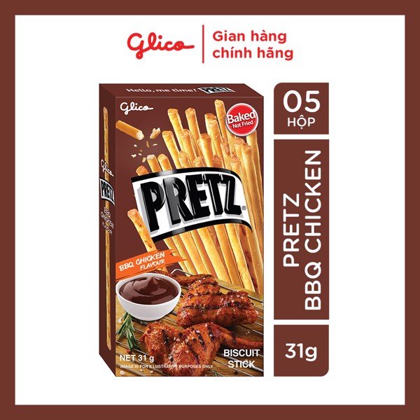 Bánh que nướng giòn vị gà nướng GLICO Pretz BBQ Chicken Flavour (Combo 5 hộp)