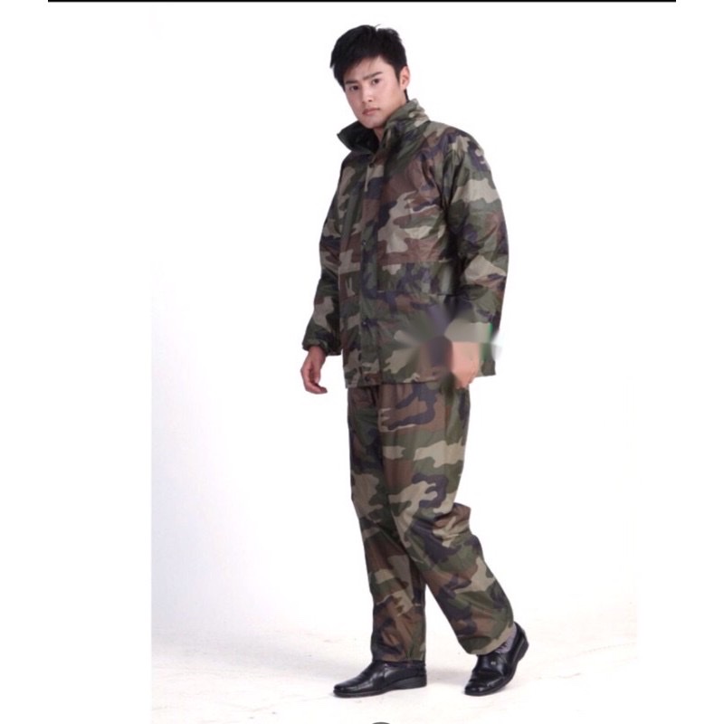 Áo mưa bộ người lớn 2XL , vải dù ,chống thấm nước họa tiết lính rằn ri cao cấp