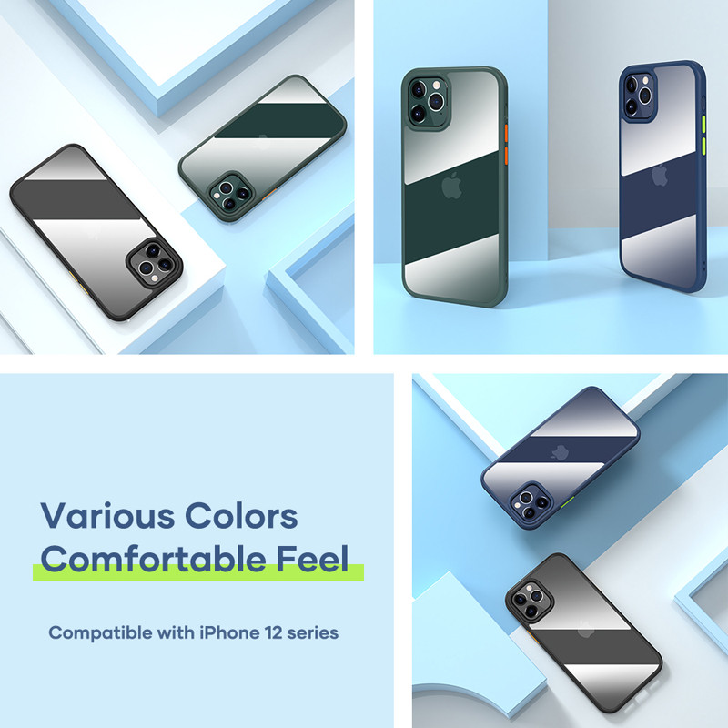 Ốp lưng iPhone 12 Pro Max trang bị viền silicon chống sốc bảo vệ 720 độ Hiệu Rock Guard Pro - Hàng nhập khẩu