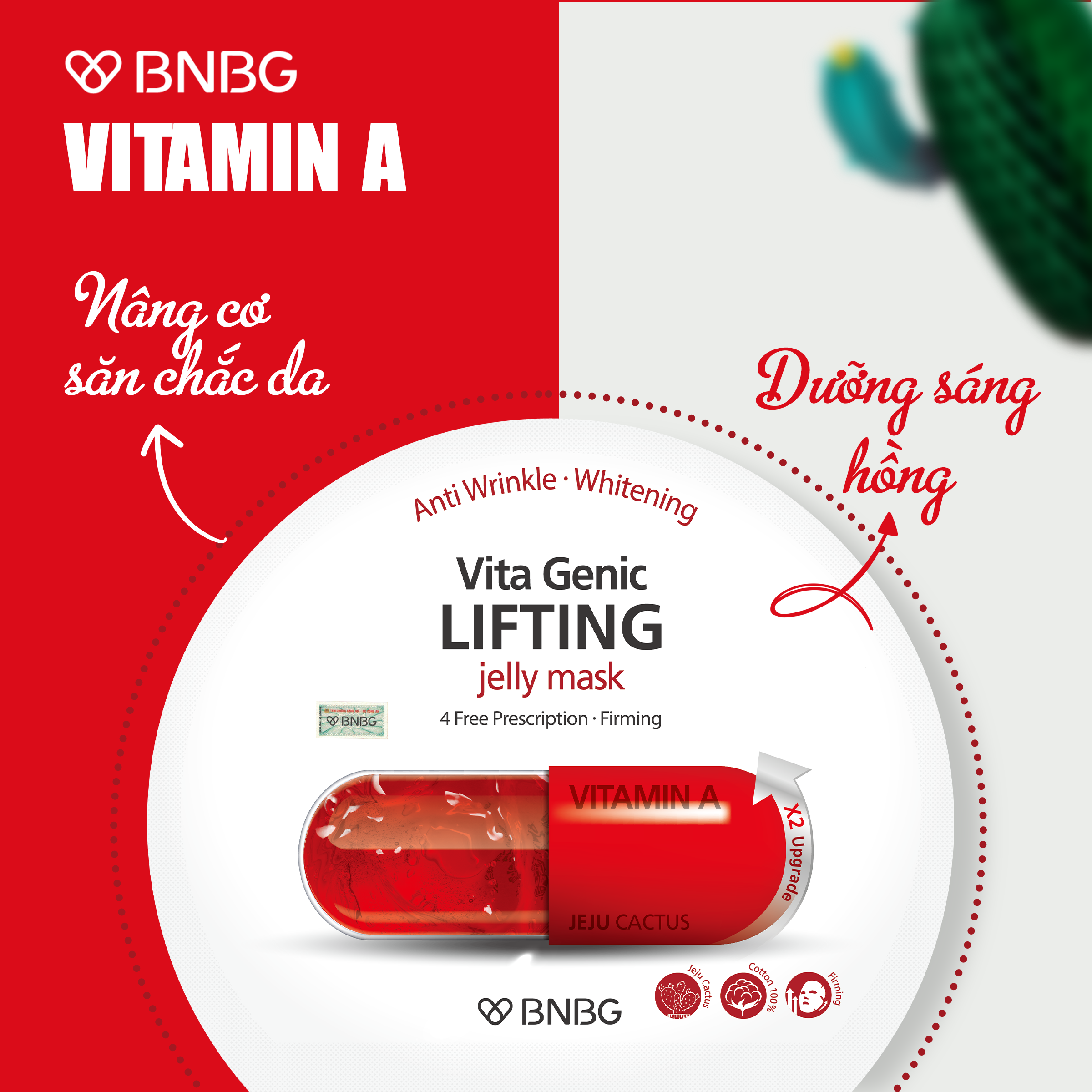 Combo 10 mặt nạ giấy nâng cơ, hỗ trợ giảm nếp nhăn BNBG Vita Genic Lifting Jelly Mask 30mlx10