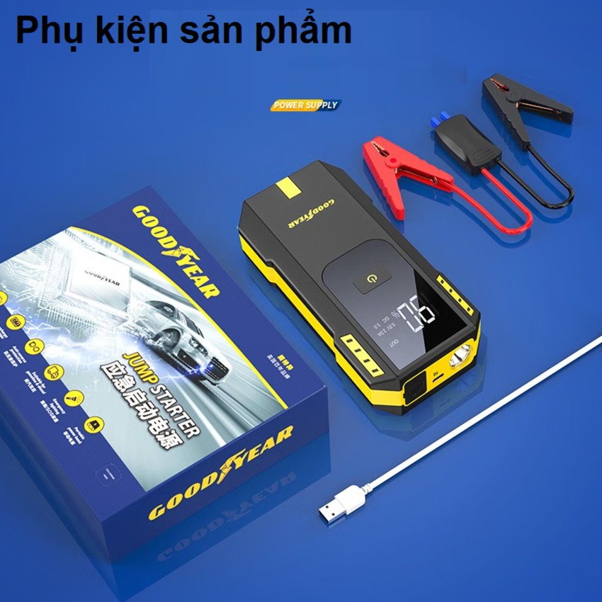 Bộ kích n.ổ ô tô, kiêm pin sạc dự phòng 12000mAh. Thương hiệu Mỹ cao cấp Goodyear GY-5358