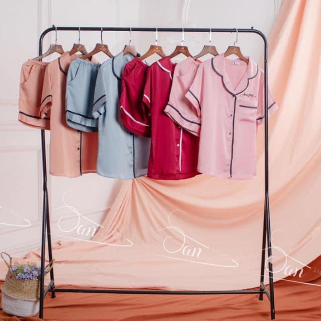 Đồ ngủ pyjama đẹp dành cho nữ, chất liệu lụa satin cao cấp, đồ mặc nhà kiểu dáng tay ngắn, quần đùi hoặc quần dài SANMAY