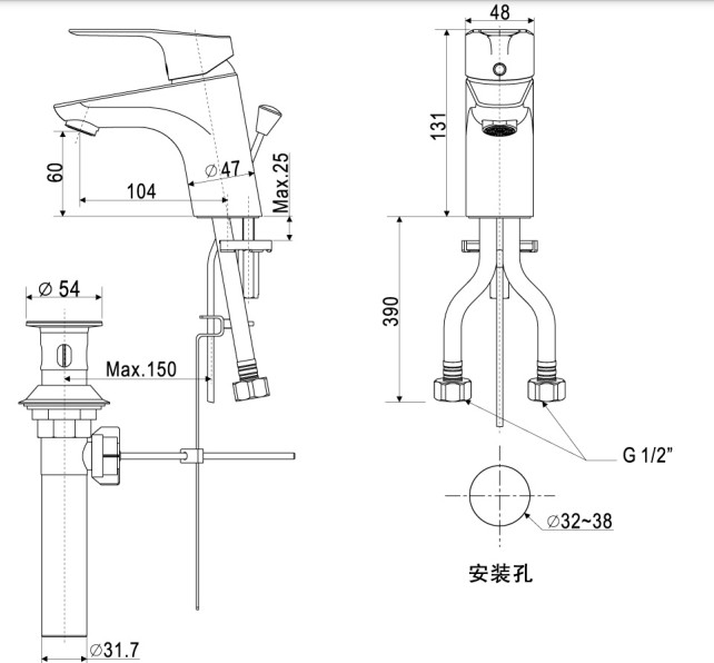 Vòi lavabo nóng lạnh  Cygnet WF-0301 - hàng chính hãng American Standard