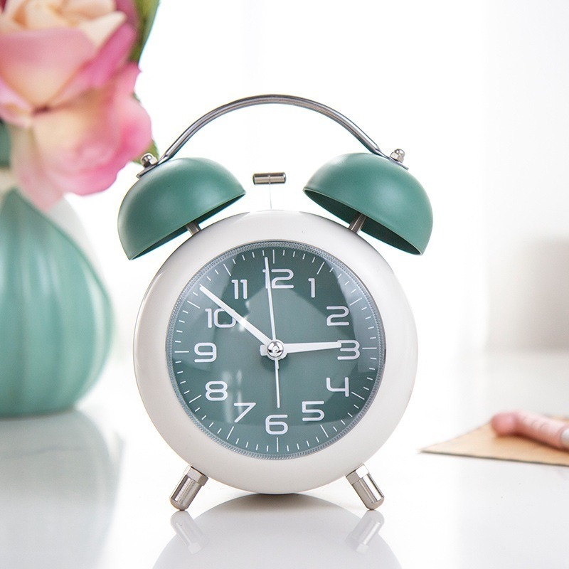 Đồng hồ báo thức Chuông kêu to để bàn Decor đẹp mini vintage Laluna đủ màu kim loại tích hợp đèn ngủ