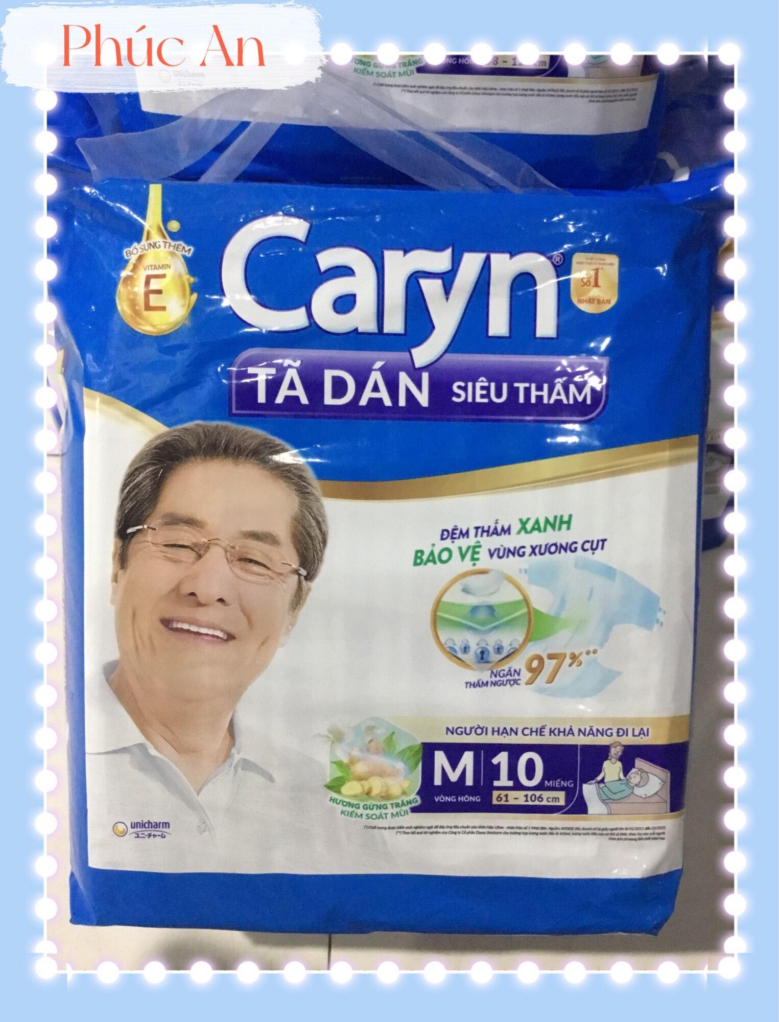 Tã Dán Người Lớn Caryn Size M 10 Miếng Vòng Hông 61 đến 106 Cm - Tã Dán Người Già Size M10 Caryn