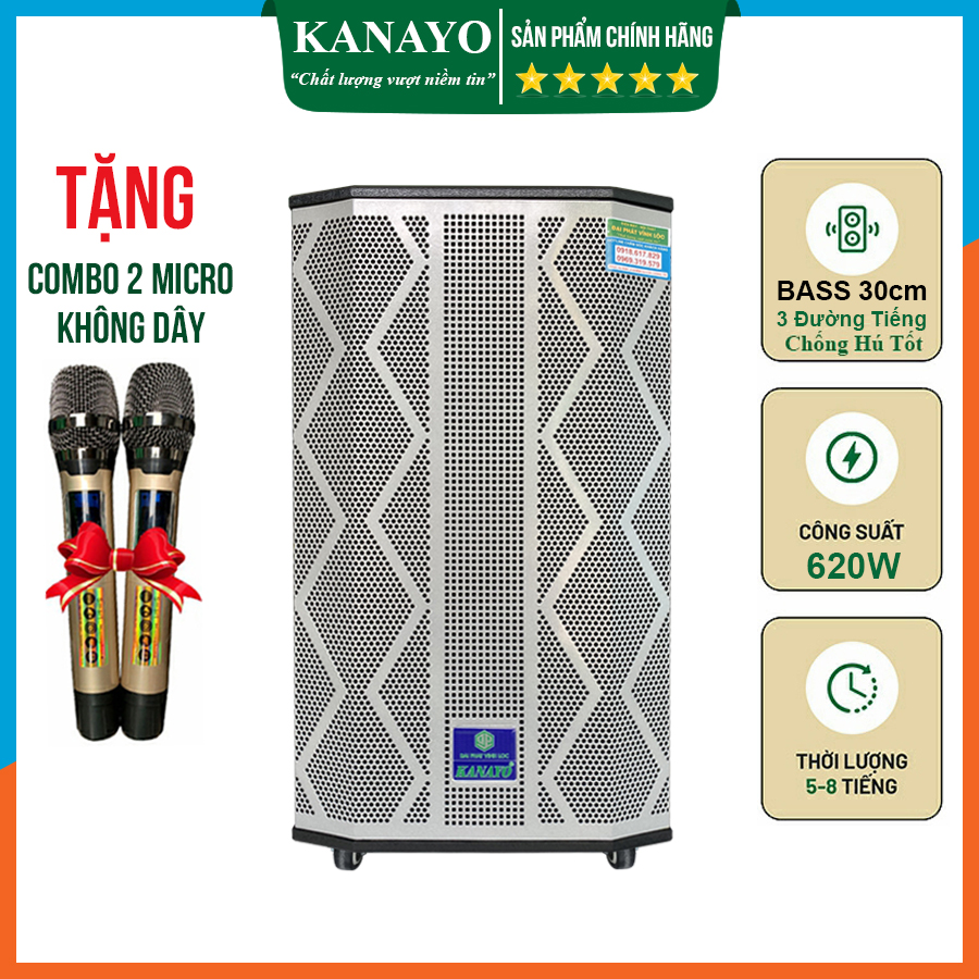 Loa Kéo Karaoke Kanayo K-650 Công Suất Lớn 650W 3 Đường Tiếng | Hàng chính hãng sản suất tại Việt Nam