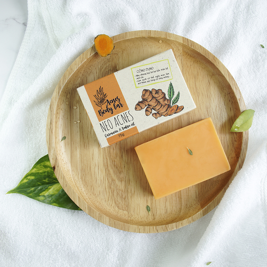 Bộ đôi Xà phòng Curcumin Neo Acnes & Gel Nghệ NeoCurma - Giảm mụn mờ thâm vùng lưng, cơ thể