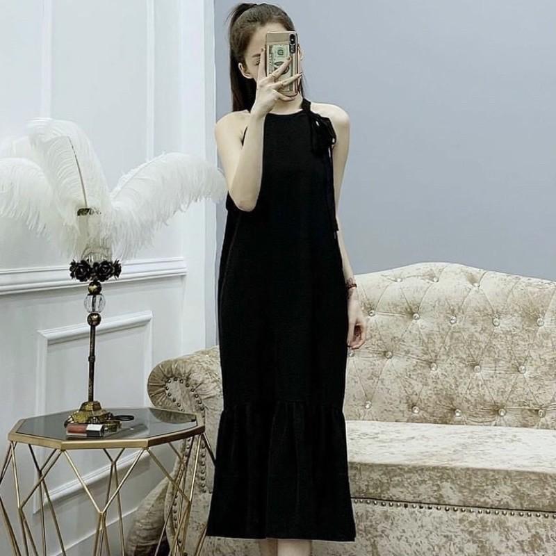 Đầm váy yếm nơ vai 3 màu