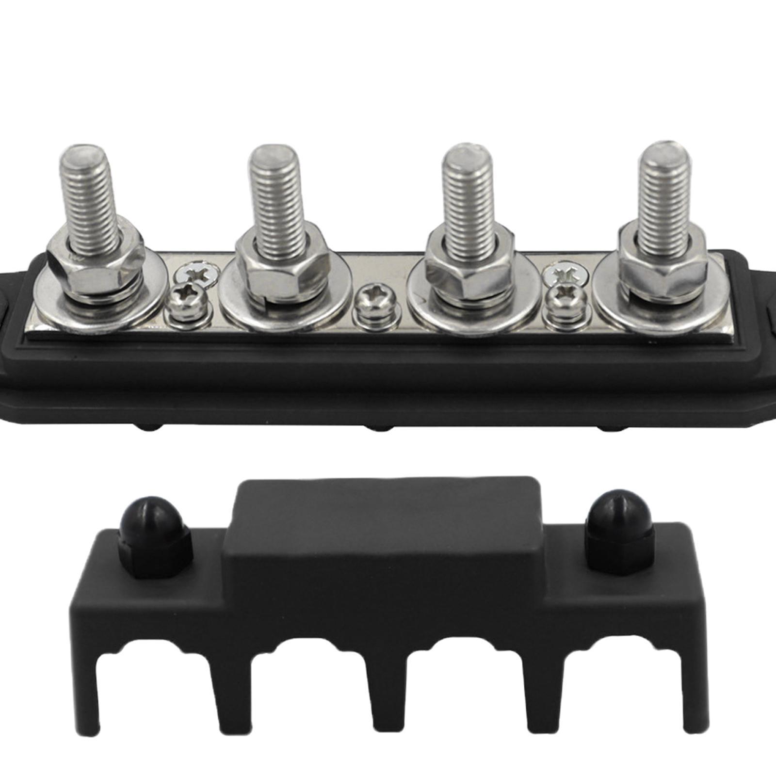 4 Stud Power Distribution Block with Cover Accessories Bus Bar Pair Fit for Marine Automotive