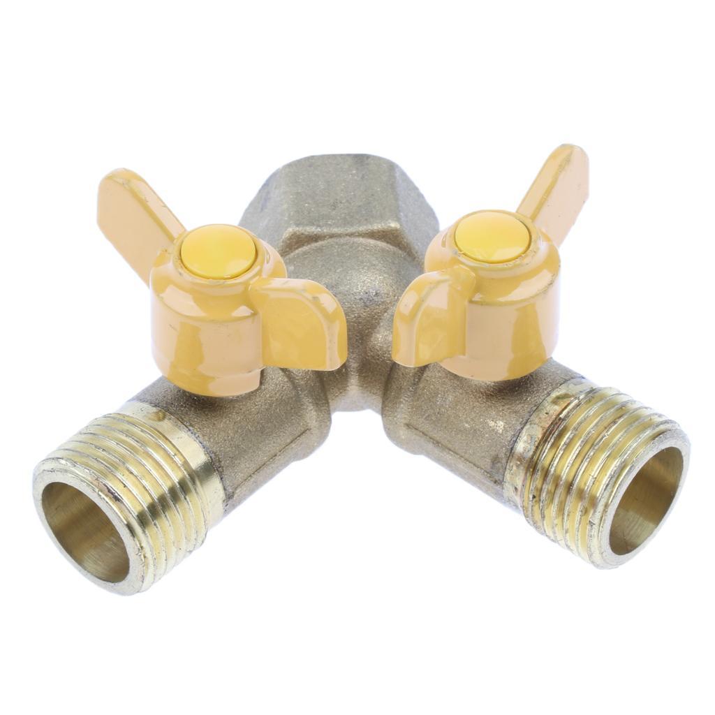 2x Two Way Gas Hose Tube Connector Control Valve Adapter Gas Pipe Connector Piece Pipe Fittings