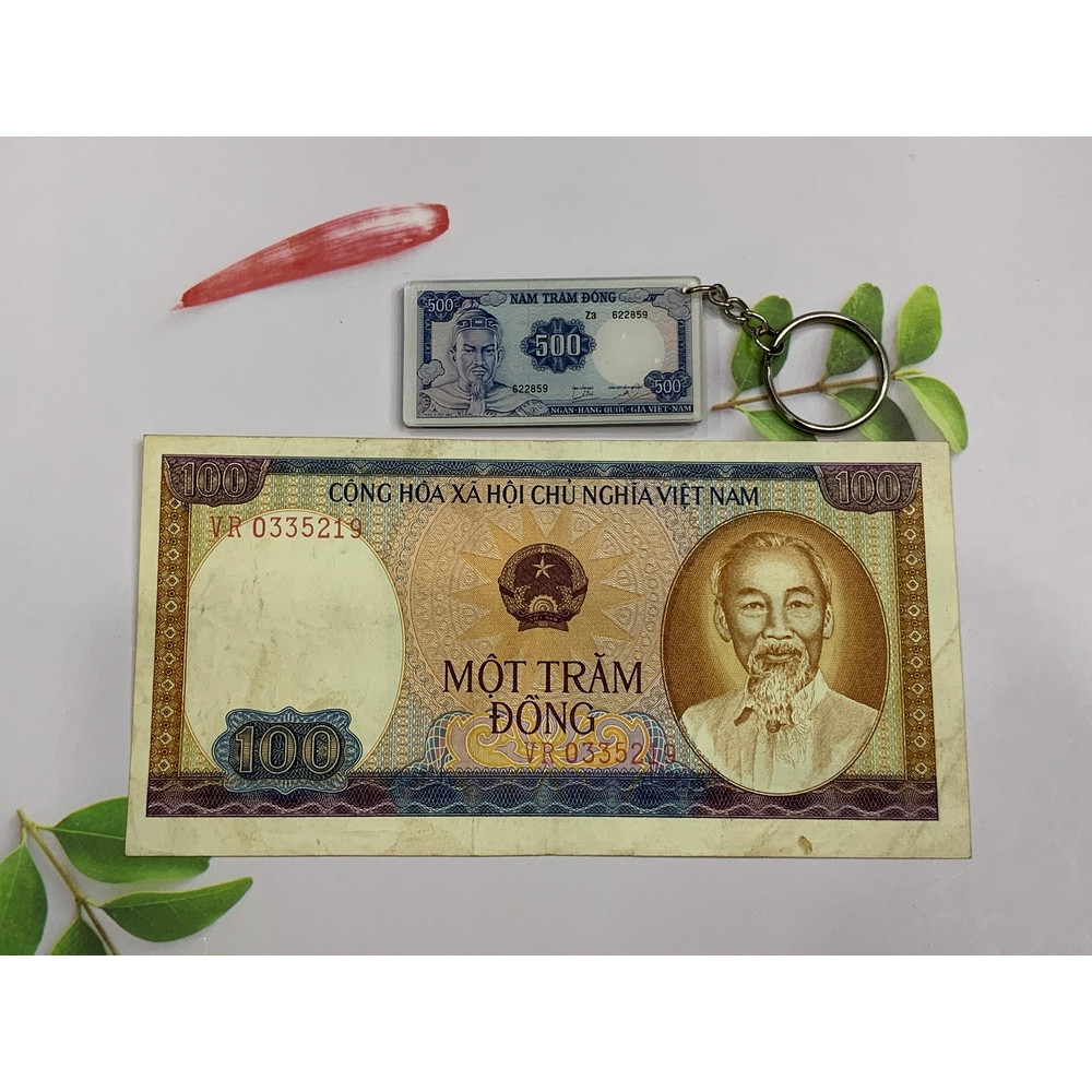 Tờ tiền 100 đồng 1980 thời bao cấp cảnh Vịnh Hạ Long - tặng kèm móc khóa hình tiền xưa