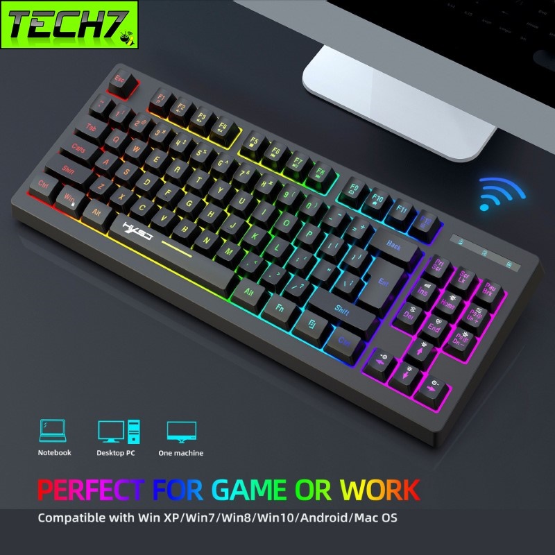 Bàn phím giả cơ không dây L100 led RGB pin sạc TypeC cho máy tính , laptop hàng nhập khẩu