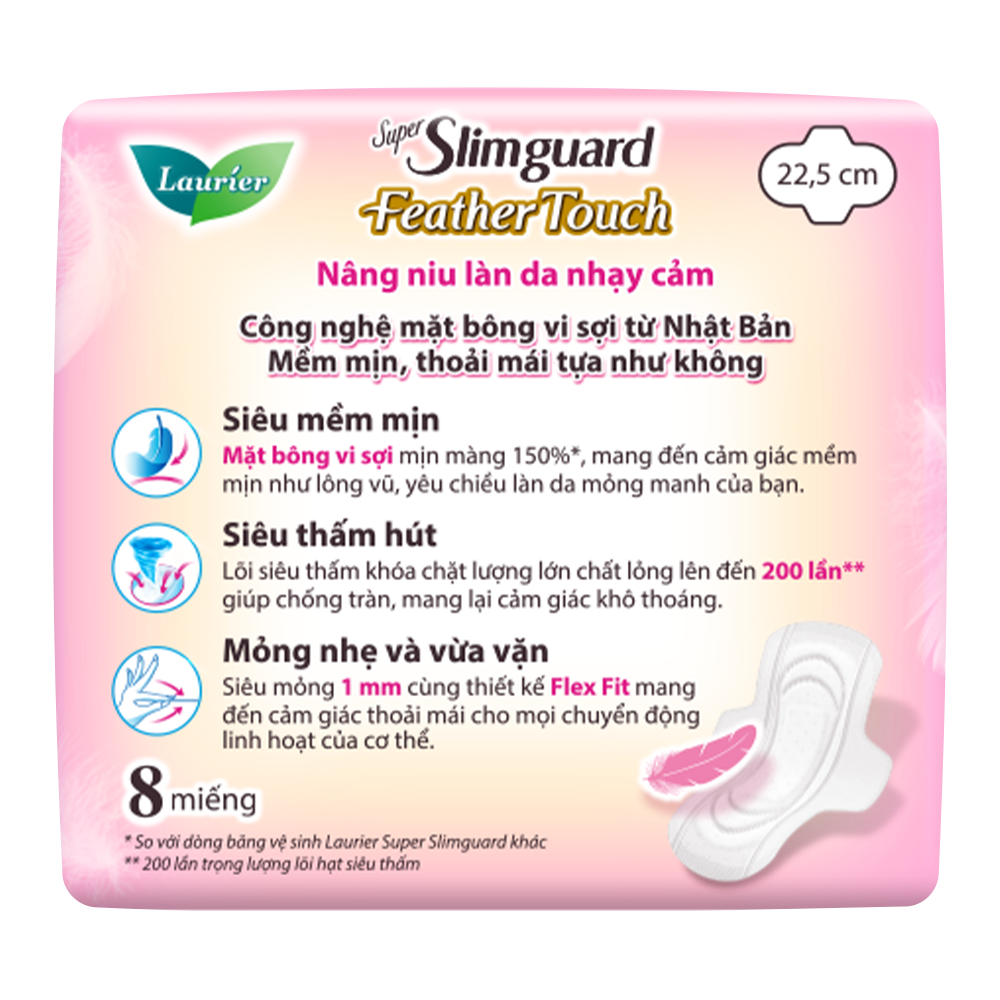 Quà Merries - BVS Laurier 8 miếng 22,5cm Siêu Mềm Mịn