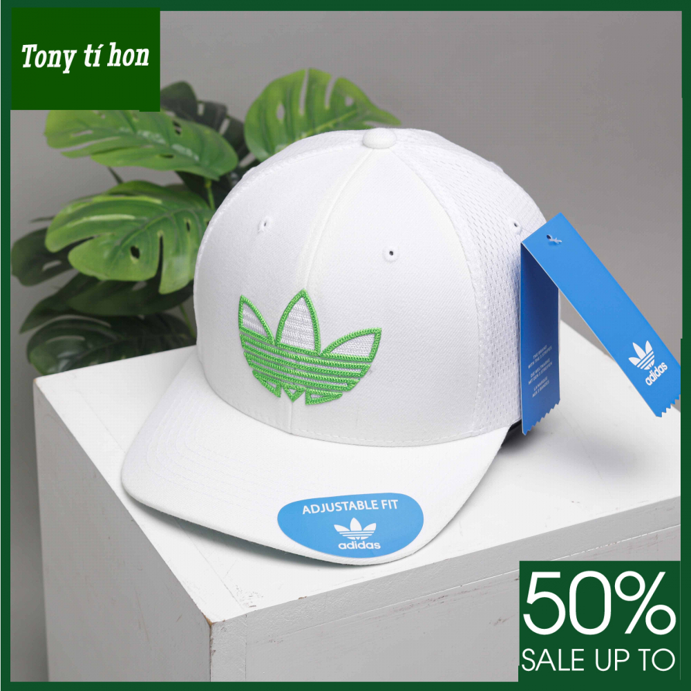 [ Miễn ship / giảm giá ] MŨ NÓN LƯỠI TRAI NAM NỮ PHỐI LƯỚI BÍT ĐUÔI LOGO ADD BA LÁ CAO CẤP- trắng , đen, cam