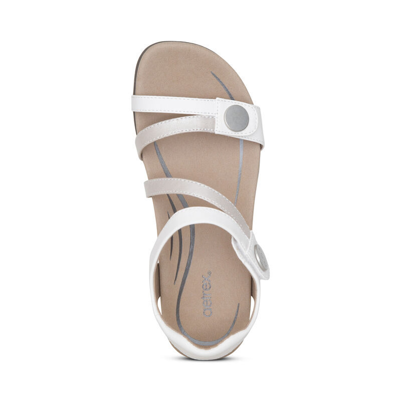 Giày sandal sức khỏe nữ Aetrex Jess White - nâng vòm giảm đau chân