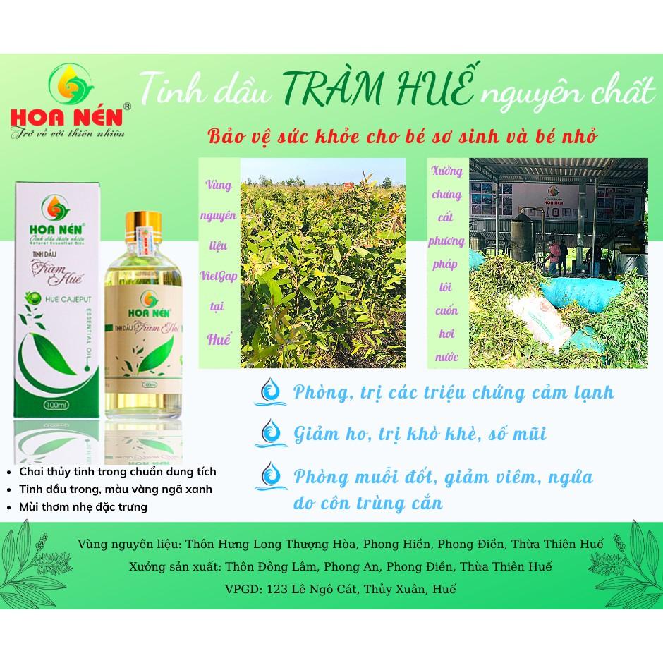 Tinh dầu Tràm Huế nguyên chất Hoa Nén 30ml - Chuẩn VietGAP - Chăm sóc sức khỏe mẹ và bé