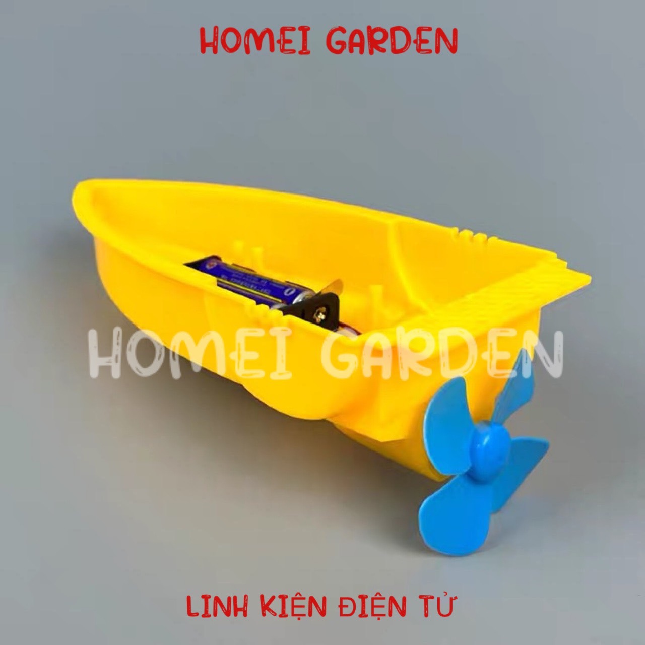 Bộ lắp tàu thuyền mini gồm thân tàu nhựa motor chân vịt đế kèm pin dùng DIY thí nghiệm đồ chơi - HM0194