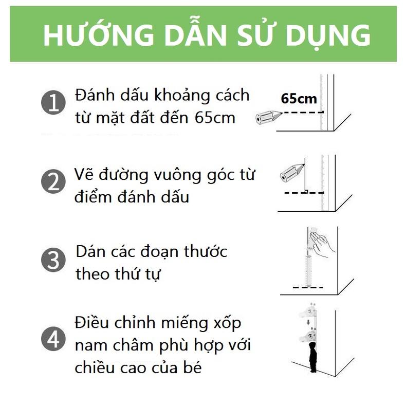 Thước đo chiều cao dán tường cho bé đồ chơi decal dán tường đo chiều cao trẻ em