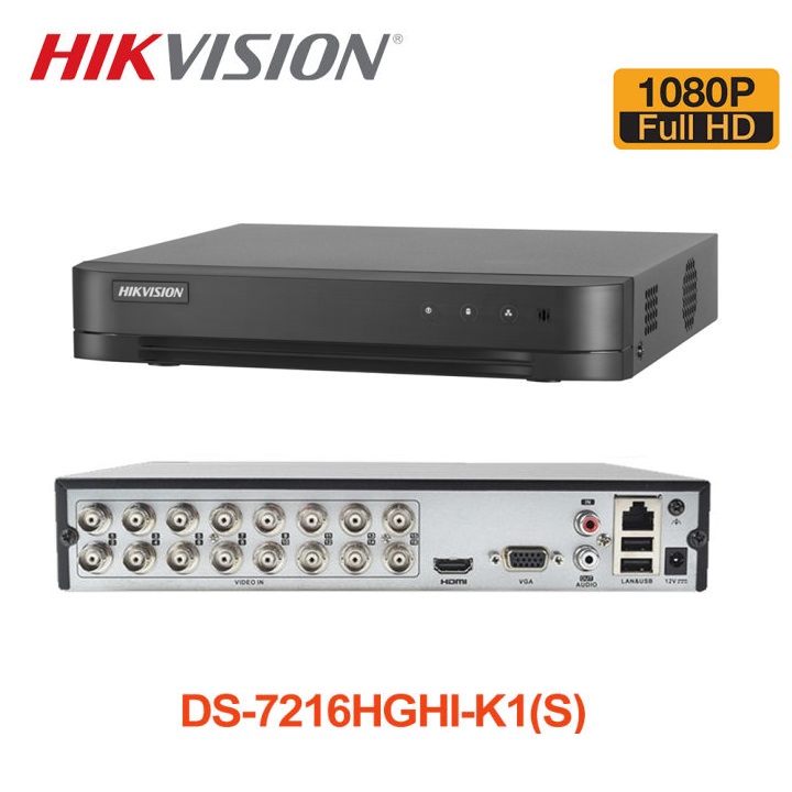 Đầu ghi hình camera Analog HD-TVI 16 Kênh Hikvision DS-7216HGHI-K1 (S) 1080P LITE H.265 Pro - Hàng chính hãng