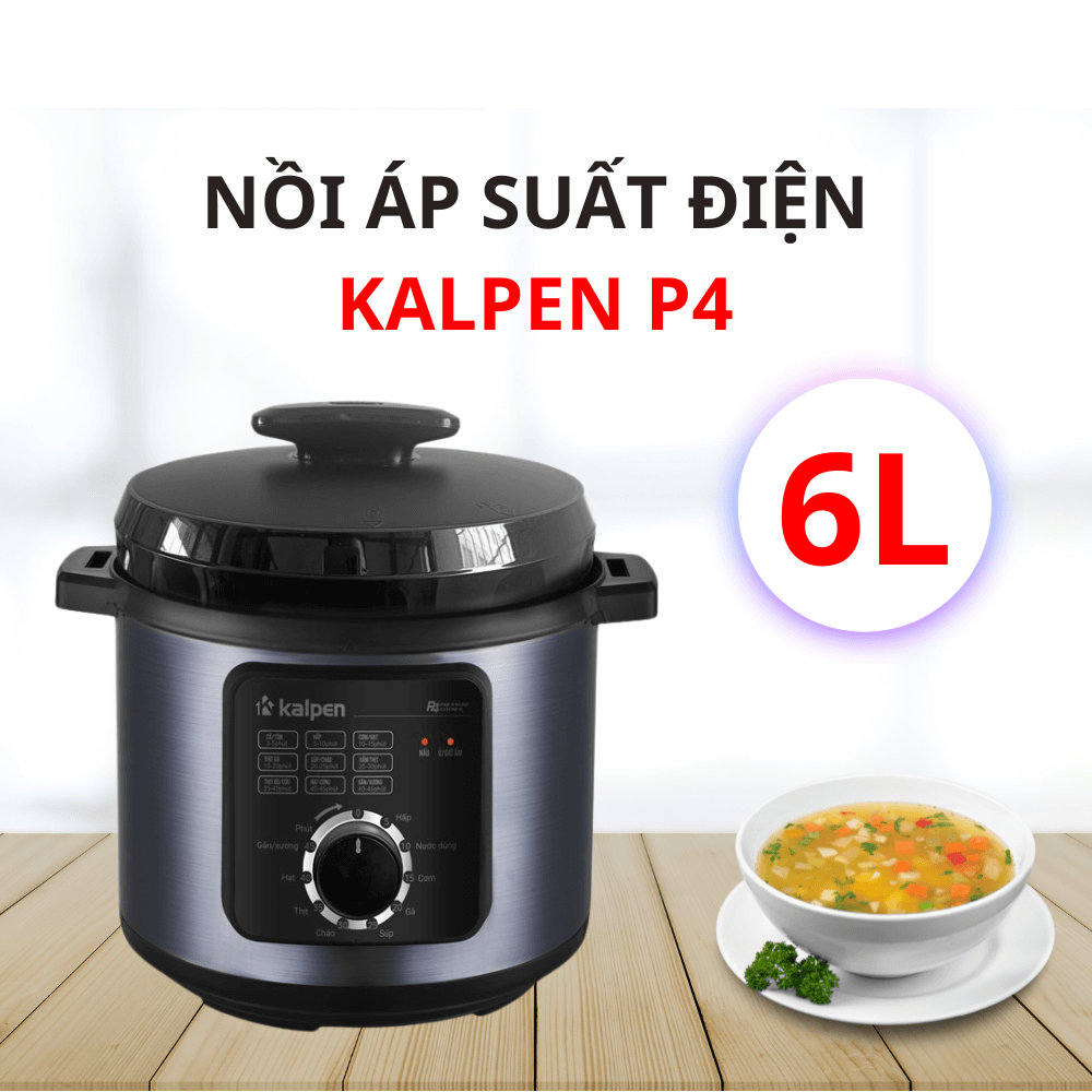 Nồi áp suất điện Kalpen P4 dung tích 6L, công suất 1000W, bảo hành 24 tháng chuẩn Đức - Hàng chính hãng