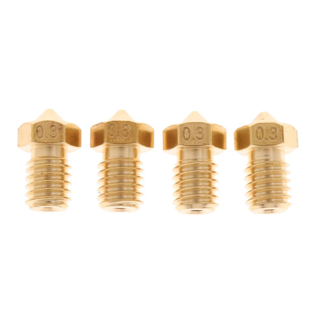 4 Pack 0.3mm 3D Printer Replace Brass 1.75mm Filaments Extruder Nozzle Print Head