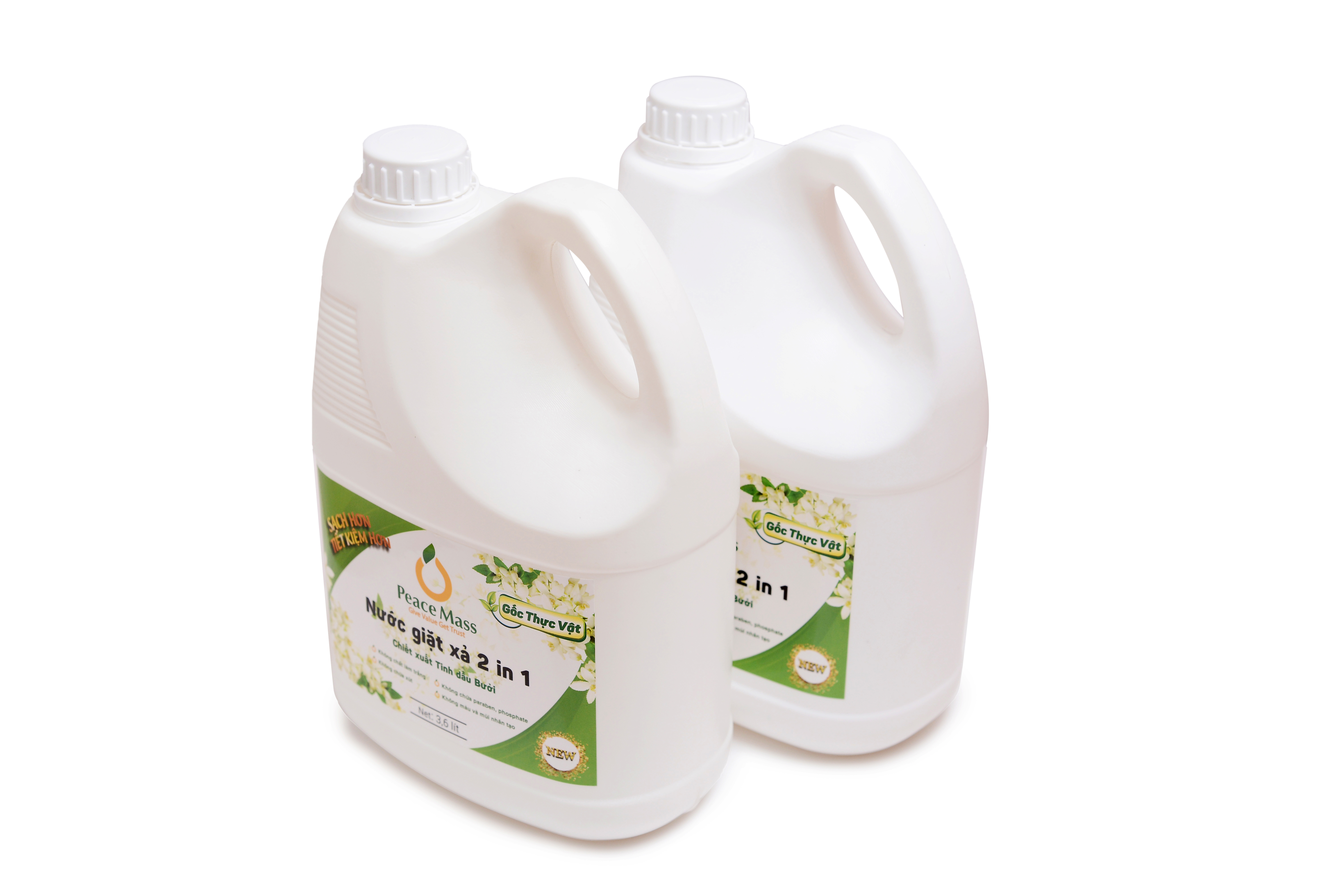 RBSC6 Combo Sản Phẩm Gốc Thực Vật Peace Mass Nước Rửa Bình Sữa 250ml (Chai tạo bọt) + Nước Giặt Xả 3.6 lít