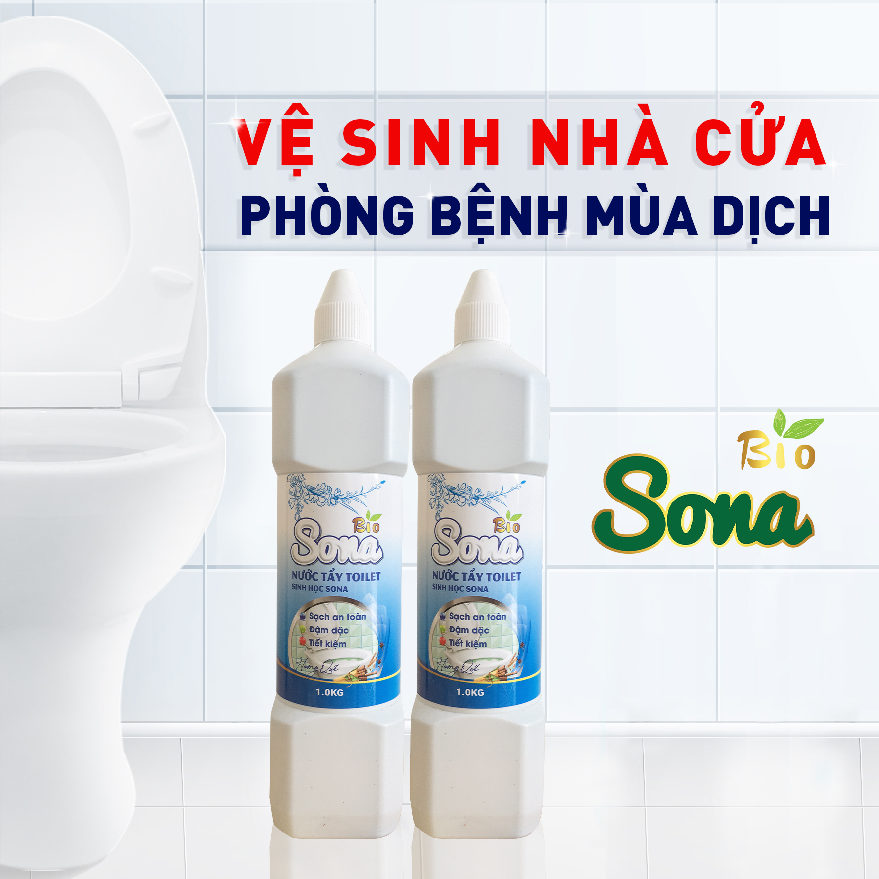 Nước Tẩy bồn cầu toilet sinh học SONA 1kg hương quế