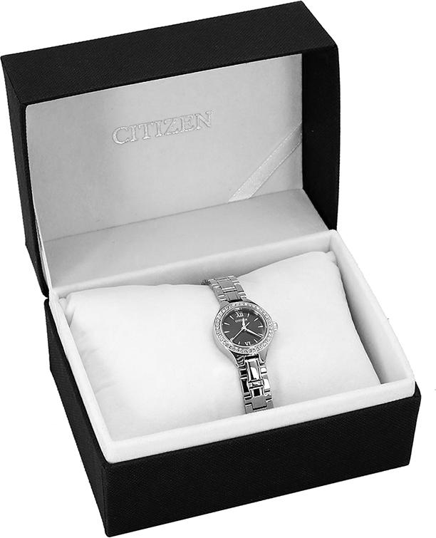 Đồng Hồ Nữ Citizen Đính Đá Swarovski Dây Thép Không Gỉ EJ6090-53E - Mặt Đen