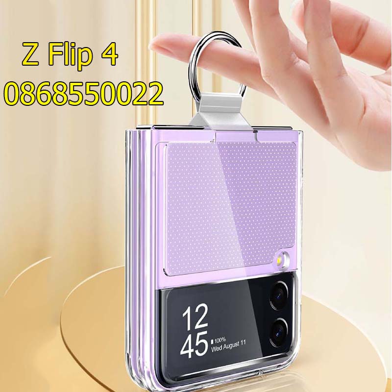 Ốp lưng cho Z Flip 4 Samsung trong suốt có iring không ố vàng