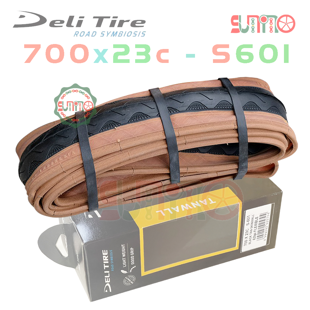 Vỏ gấp DELI Tire S-601 Tanwall hông nâu 62TPI gắn xe đạp đua