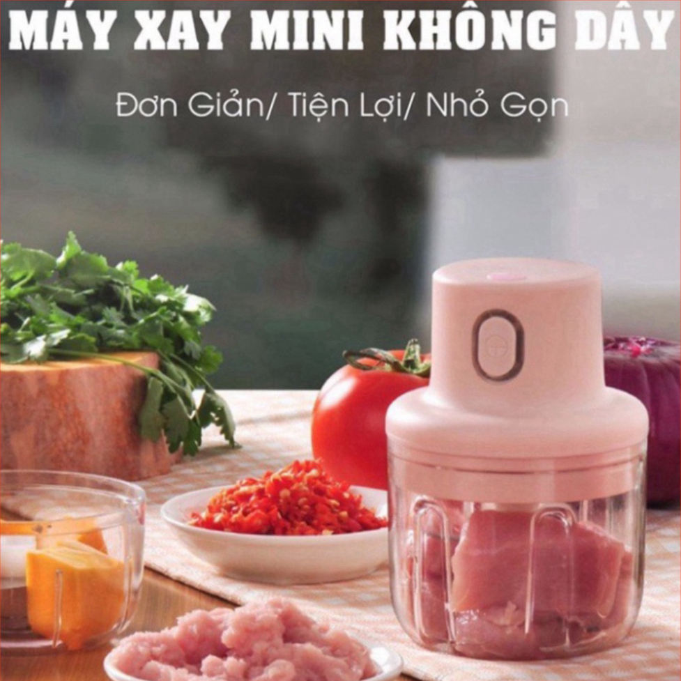 Máy Xay Mini Tỏi Ớt Máy Xay Tỏi Ớt Đa Năng Sạc Điện Máy Xay Mini Cầm Tay Dung Tích 250ml Máy Xay Mini Sạc Điện Có Cổng Sạc Usb, Nhỏ Gọn Tiện Ích Dễ Sử Dụng Xay Hành Tỏi Rau Củ Quả - Hàng nhập khẩu