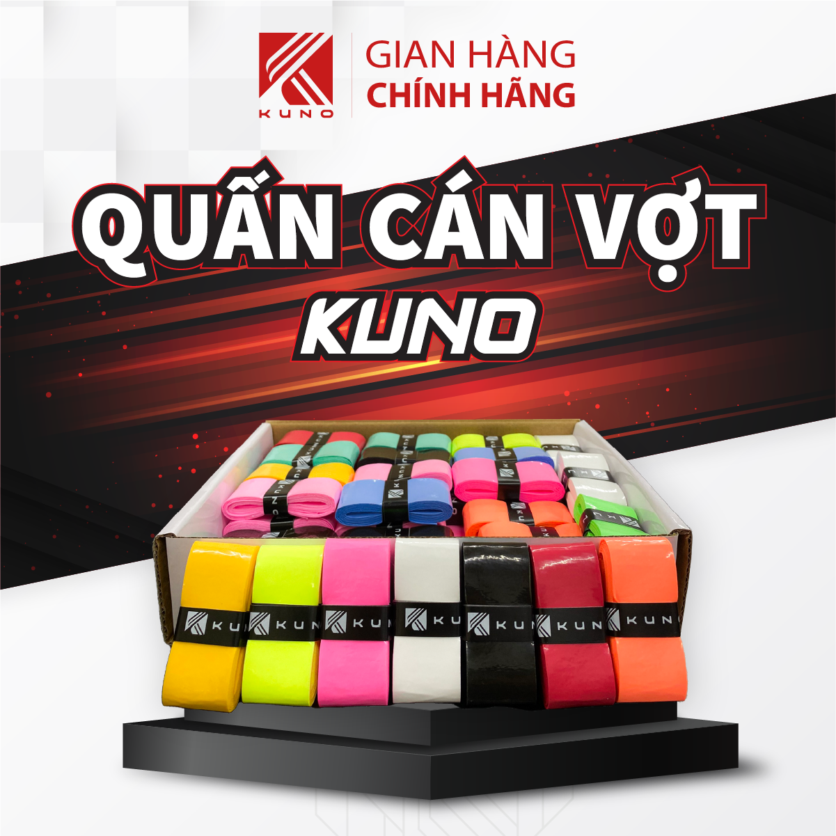 Quấn Cán Vợt Cầu Lông Kuno, Dày, Êm Tay, Chống Trơn, Chuyên Dùng Cho Vợt