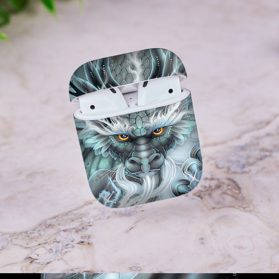 Miếng dán skin chống bẩn cho tai nghe AirPods in hình Rồng Dragon - dra044 (bản không dây 1 và 2)