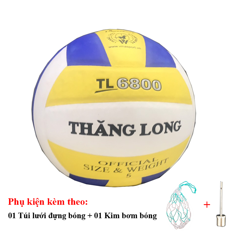 Quả bóng chuyền Thăng Long 6800 tặng kèm túi đựng bóng và kim bơm bóng tiêu chuẩn