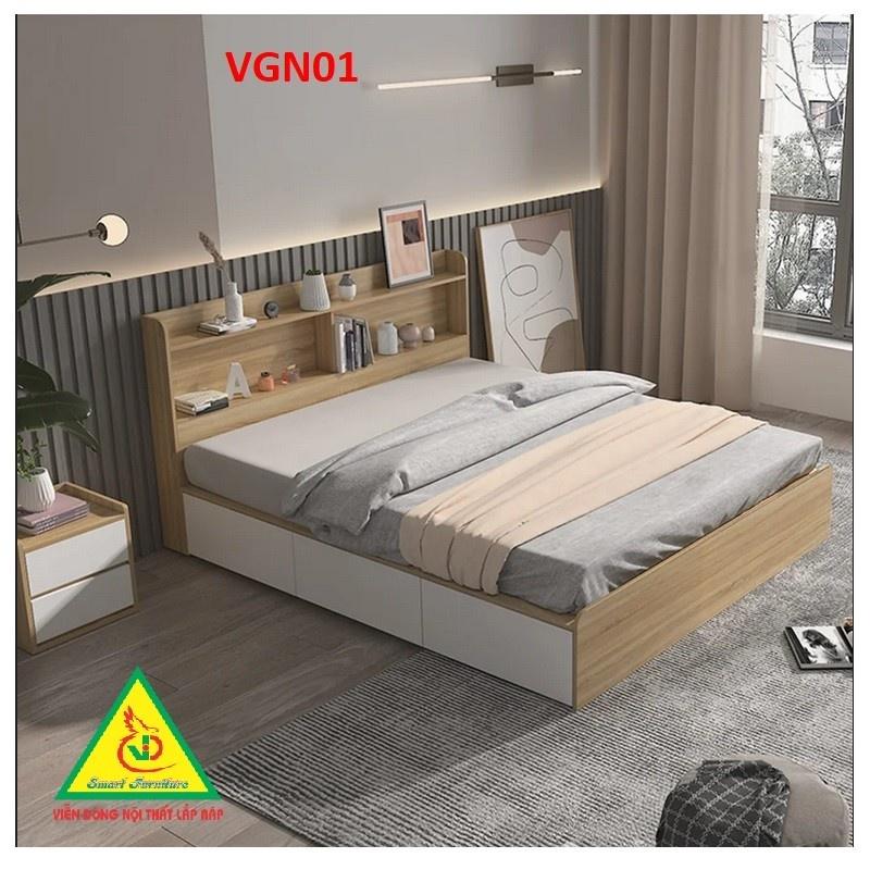 Giường ngủ gỗ MDF - kiểu dáng đơn giản hiện đại VGN01( không ngăn kéo)