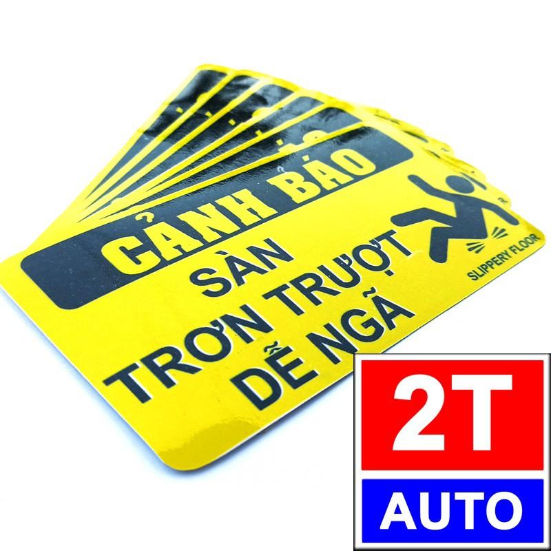 LOGO TEM STICKER SÀN TRƠN TRƯỢT DỄ NGÃ, CẨN THẬN TÉ NGÃ, CẢNH BÁO COI CHỪNG TRƠN TRƯỢT