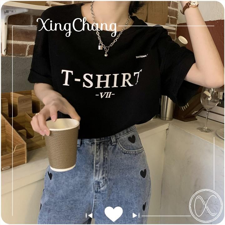 Áo phông nữ form rộng tay lỡ, Áo phông hè chất mịn đẹp nữ tính in T-Shirt mã TLW.28