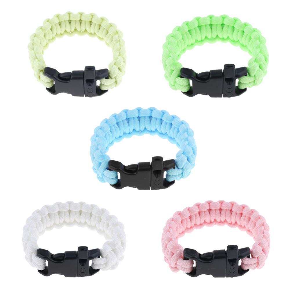 Outdoor Camping Hiking Survival Rope Paracord Bracelet with Quick Release Whistle Buckle